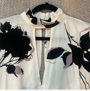 Free People Black and Pink Floral Blouse